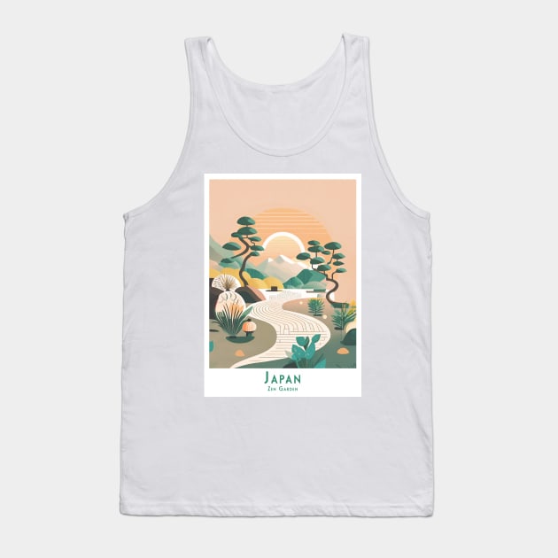 Tranquil Dawn in a Japanese Zen Garden Tank Top by POD24